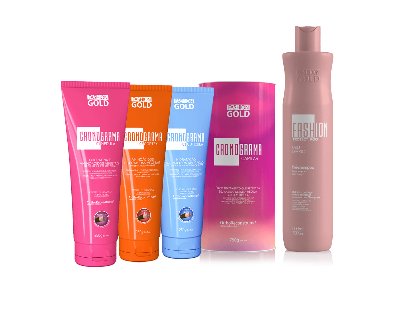 Kit CRONOGRAMA Hair Care System + PROTECT POO - Pre-Shampoo 500ml/16.9 fl oz