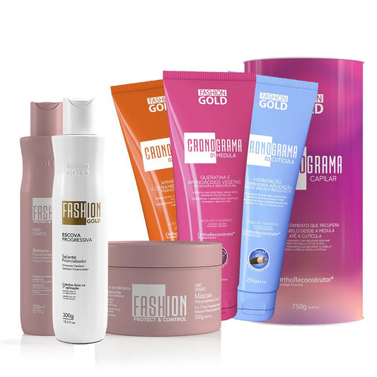 Kit Combo Fashion Gold BABY Sealant 300g/10.5fl.oz + CRONOGRAMA Hair Care System